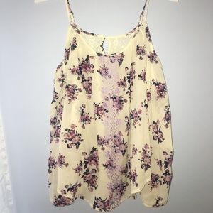 White & Floral Off-Shoulder Tank